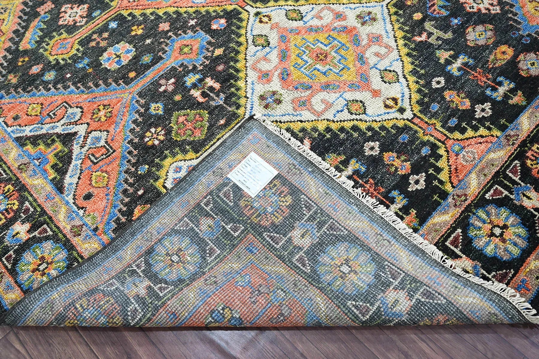 9x12 Black Hand Knotted Wool Turkish Oushak Arts & Craft Area Rug ...