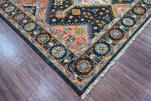 9x12 LoomBloom Charcoal Hand Knotted 100% Wool Turkish Oushak Arts & Crafts Oriental Area Rug