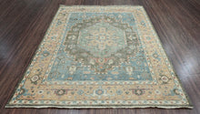 8x10 LoomBloom Blue Hand Knotted 100% Wool Turkish Oushak Traditional Oriental Area Rug