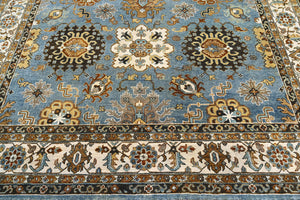 8x10 Blue Cream Gold Color Hand Knotted Oushak Arts & Crafts Wool Arts & Crafts/Mission Oriental Rug