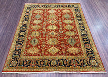 8x10 Red Black Gold Color Hand Knotted Oushak Wool Traditional Oriental Rug