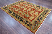 8x10 Red Black Gold Color Hand Knotted Oushak Wool Traditional Oriental Rug