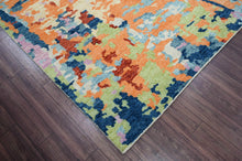8x10 LoomBloom Peach, Blue Color Abstract Designer Hand Knotted 100% Wool Tibetan Oriental Area Rug