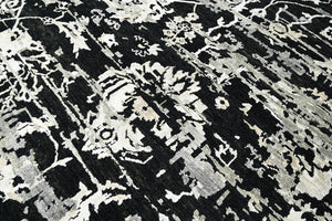8x10 Black Gray Color Hand Knotted Transitional Wool Transitional Oriental Rug
