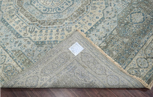 7' 7''x9' 10" Gray Beige Blue Color Hand Knotted Persian 100% Wool Traditional Oriental Rug