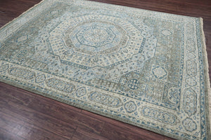 7' 8''x10'  Gray Beige Blue Color Hand Knotted Persian 100% Wool Traditional Oriental Rug