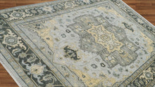 7'11''x10'4'' Gray, Moss Color Hand Knotted LoomBloom Muted Turkish Oushak 100% Wool Transitional Oriental Area Rug - Oriental Rug Of Houston