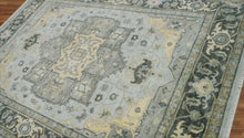 7'11''x10'4'' Gray, Moss Color Hand Knotted LoomBloom Muted Turkish Oushak 100% Wool Transitional Oriental Area Rug - Oriental Rug Of Houston