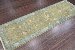 2'6x8' Runner LoomBloom Green Hand Knotted 100% Wool Oushak Arts & Crafts Oriental Area Rug