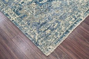 Multi Size Beige, Blue Hand Knotted 100% Wool Turkish Oushak Transitional Oriental Area Rug