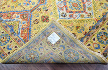 8' x10'  Gold Burnt Orange Blue Color Hand Knotted Indo Oushak  100% Wool Traditional Oriental Rug
