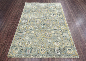 5' 6''x8' 5'' Gray Light Gold Ivory Color Hand Knotted Persian 100% Wool Traditional Oriental Rug
