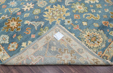 7' 8''x9' 11" Blue Sage Light Gold Color Hand Knotted Indo Oushak  100% Wool Traditional Oriental Rug