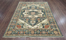 8' 3''x12' 2'' Slate Ivory Sage Color Hand Knotted Persian 100% Wool Arts & Crafts Oriental Rug