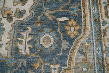 9x12 Blue, Gold Color Hand Knotted LoomBloom Muted Turkish Oushak 100% Wool Transitional Oriental Area Rug - Oriental Rug Of Houston
