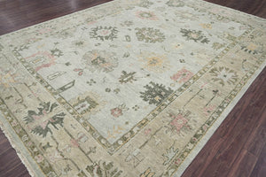 10x14 LoomBloom Gray, Moss Turkish Oushak Hand Knotted 100% Wool Traditional Oriental Area Rug