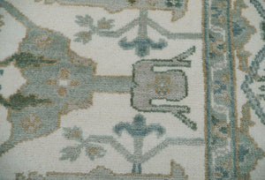 9x12 Ivory, Sea Foam Color Hand Knotted LoomBloom Muted Turkish Oushak 100% Wool Transitional Oriental Area Rug - Oriental Rug Of Houston