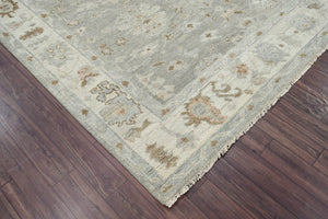 9x12 Gray LoomBloom Hand Knotted Traditional All-Over Oushak 100% Wool Oriental Area Rug