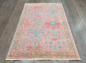 5x7 Pink LoomBloom Hand Knotted Arts & Crafts Oushak 100% Wool Oriental Area Rug