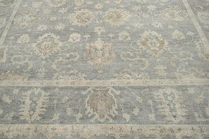 10x14 Gray LoomBloom Hand Knotted Traditional Patterned Oushak 100% Wool Oriental Area Rug