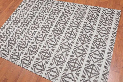 5' x 8' Handmade 100% Wool Flatweave Area rug Beige - Oriental Rug Of Houston