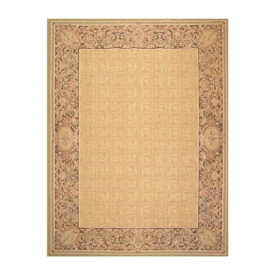 8’1"x11’6" Hand Woven 100% wool French Aubusson Needlepoint Area Rug Gold