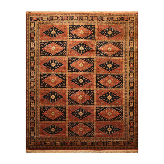 7'9"x9’9" Hand Knotted Tea Wash 100% Wool Oriental Area Rug Traditional Apricot