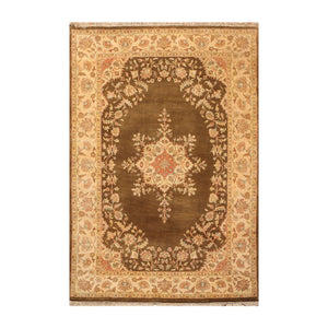 5' x 7'9" Hand Knotted Kermann Traditional 100% Wool Persian Oriental Area rug Mocha - Oriental Rug Of Houston