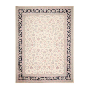 8'10" x 12'3" Hand Knotted Traditional Superfine Wool Oriental Area Rug Ivory - Oriental Rug Of Houston