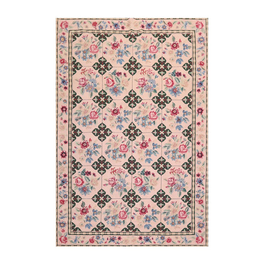 5'9" x 8'9" Hand Woven Traditional French Aubusson Needlepoint Area Rug Apricot