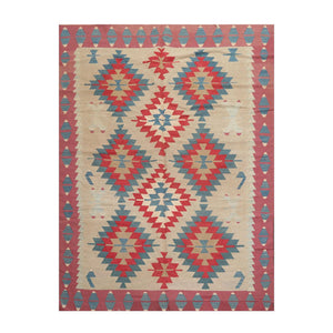 6'1"x8'1" Vintage Hand-Woven Turkish Kilim Southwestern Oriental Area Rug Beige - Oriental Rug Of Houston