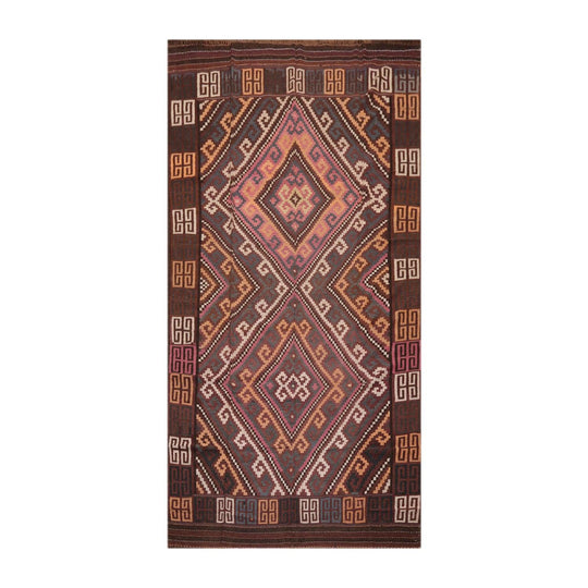 6'4"x11'8" Hand Woven Afghan Kilim Southwestern Runner Oriental Area Rug Brown