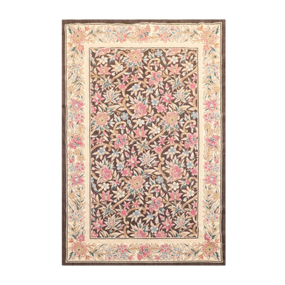 4' x 6' Hand Knotted Traditional Wool French Aubusson Needlepoint Area Rug Brown - Oriental Rug Of Houston
