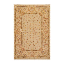 5'9" x 8'9" Hand Knotted 300KPSI Wool & silk Aubusson Savonnerie Area Rug Beige - Oriental Rug Of Houston