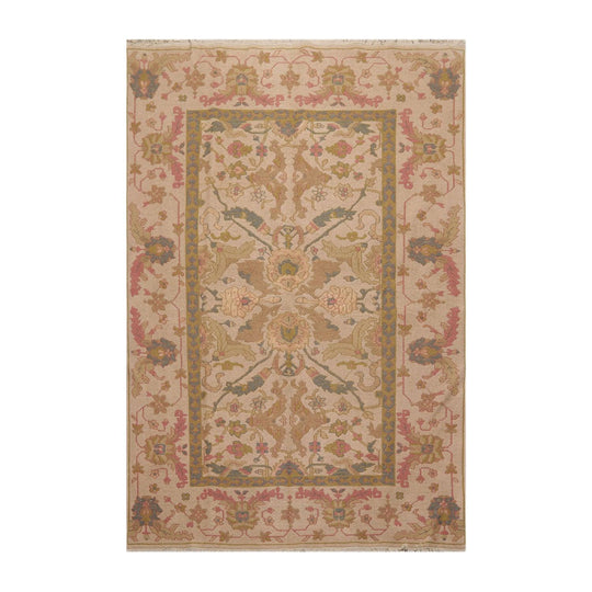 5'9" x 8'9" Hand Knotted Reversible 100% Wool Tibetan Area Rug Tan