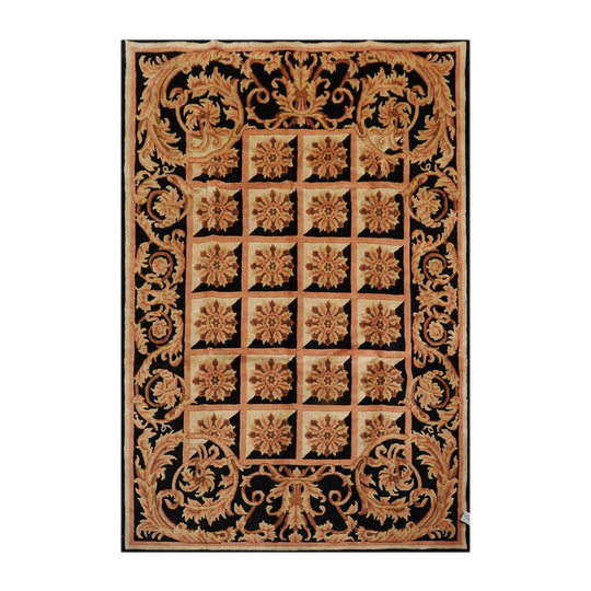 5'1" x 8'6" Hand Knotted Neo-Classic Tibetan Oriental Area Rug Traditional Beige