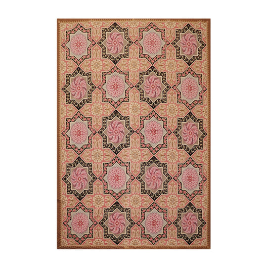 6'1" x 9'3" Hand Woven Wool Classic French Aubusson Needlepoint Area Rug Rose