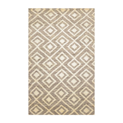 5 x 8 Hand Knotted Designer Moroccan 100% Wool Oriental Area Rug Ivory - Oriental Rug Of Houston