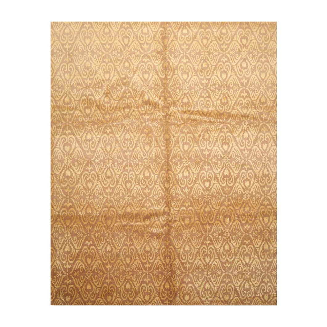 8'x10' Hand Knotted Wool & Silk Tibetan Oriental Area Rug Transitional Tan - Oriental Rug Of Houston