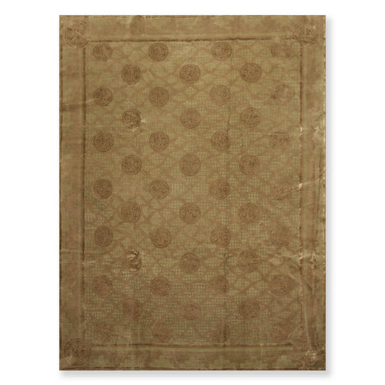 9' x 12' Hand Knotted Designer Wool & Silk Tibetan Oriental Area Rug Moss