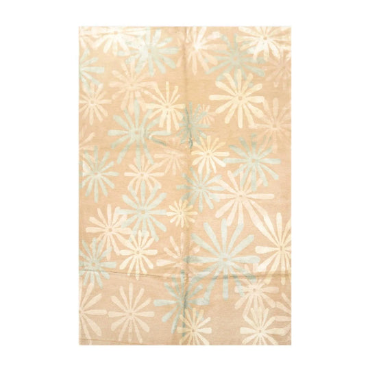 6' x 9' Hand Knotted Wool & Silk Tibetan Oriental Area Rug Contemporary Beige