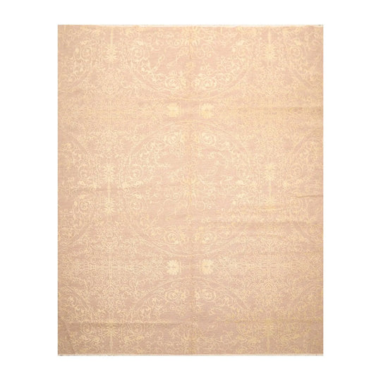 8' x 10' Hand Knotted Designer Flat & Cut Pile Tibetan Oriental Area Rug Light Brown, Light Gold