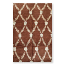 6' x 9' Hand Knotted Trellis Wool & Silk Tibetan Oriental Area Rug Brown - Oriental Rug Of Houston