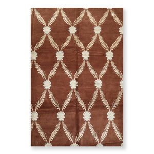 6' x9'  Brown Beige Light Aqua Color Hand Knotted Tibetan Oriental Area Rug Wool & Silk Contemporary Oriental Rug