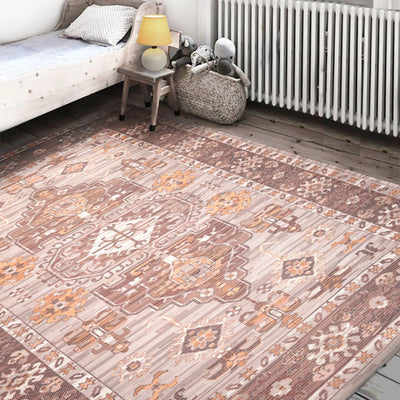 2' 4''x8'  Taupe Brown Caramel. Ivory, Multi Color Handmade Flatweave Area Rug Polyster Traditional Oriental Rug