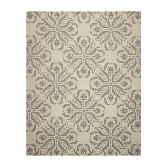 8' x 10' Handmade Wool Loop & Cut Pile Transitional Oriental Area rug Beige