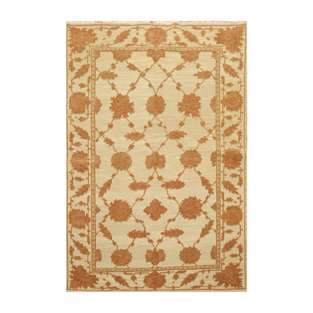 6' x 9' Hand Knotted Wool & Silk High Low Pile Area Rug Beige - Oriental Rug Of Houston