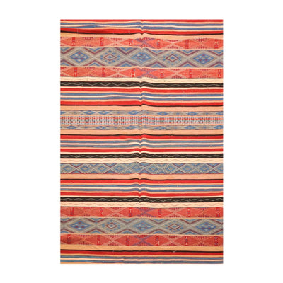 6' x 9' Hand Woven Wool Boho Chic Turksih Kilim Area Rug Red Contemporary - Oriental Rug Of Houston