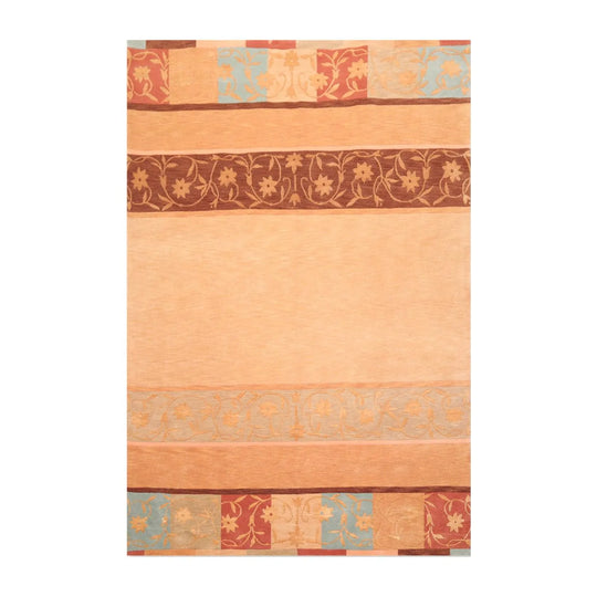 6' x 9' Hand Knotted Superfine Wool & Silk Tibetan Modern Area Rug Tan