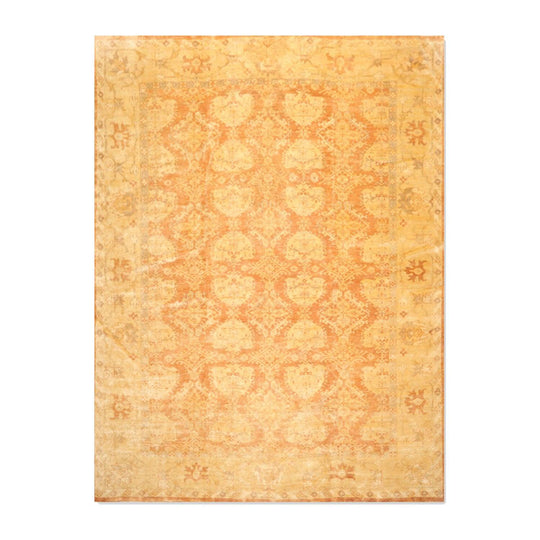 9' x 11'7" Hand Knotted Peshawar Gold Wash Antique Finish Oriental Area Rug Tan